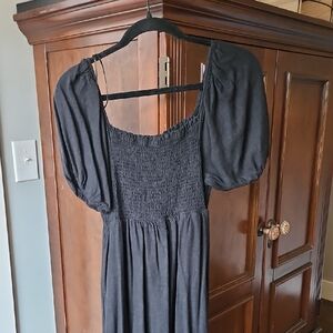 Pinkblush Black Smocked Puff Sleeve Dress